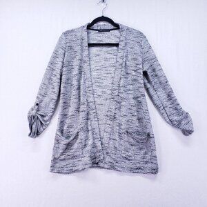 Bajee Collection Becool Women Open Front Sweater Cardigan Size Medium Gray Knit